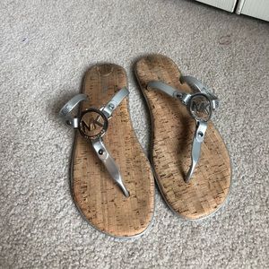 MK logo cork sandals
